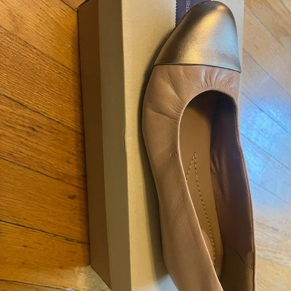 Elegant Brown and Gold Women's Flats - Picture 1 of 3